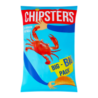 Chipsters Чипси картопляні зі смаком Краб 150г. Продукт може містити сліди арахісу. 2087, Термін придатності - 270 діб. Виробник: ТОВ Клуб чіпсів. Адреса потужностей виробництва: D: вул. Південна, 3,