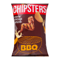Чипси картопляні Chipster`s Крильця барбекю хвилясті 95г. Склад: картопля 62%, олія соняшникова рафінована дезодорована, комплексна харчова добавка Крильця барбекю 7% (сіль кухонна, цукор, борошно пше