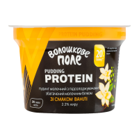 Волошкове поле Пудинг Protein зі смаком ванілі молочний з підсолоджувачами збагачений молочним білком 2.2% 200г. Склад: молоко коров`яче незбиране, молоко коров`яче знежирене, концентрат молочного біл