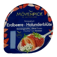 Movenpick Йогурт Feinjoghurt S3 13% полуниця-бузина 150г. Ніжний вершковий йогурт MÖVENPICK 13% жирності, виготовлений на основі альпійського коров’ячого молока за сучасною технологією збереження смак