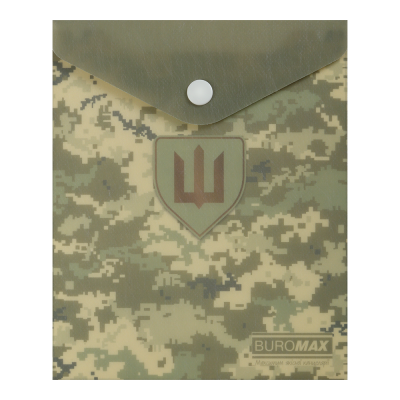 Папка-конверт на кнопці ,MILITARY A6, непрозорий матовий, пластик, зелений