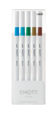 Лайнер uni EMOTT 0.4мм fine line, Nature Color, 5 кольорів