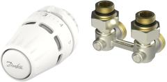 Комплект термостатичний Danfoss Regus RA + RLV-KB, H-подібний, нижнє підкл, 1/2", кутовий