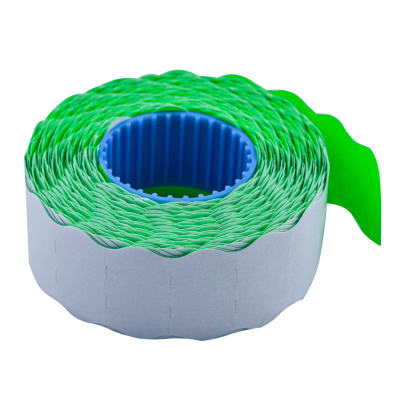 Цінники 22х 12 мм, 1000 шт, 12 м, фігурні, внутр.намотка, зелені