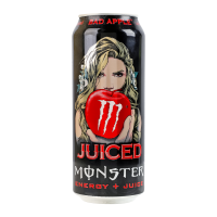 Monster Energy Напій енергетичний Погане яблуко безалкогольний соковий сильногазований 0.5л. Склад: вода питна, цукор, соки з концентрату (6%) (яблучний 4.7%), груша, ківі, вишня), глюкоза, кислоти (л