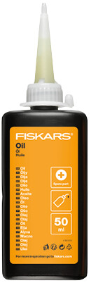 Комплект ухода за инвентарем Fiskars, алмазный напильник и смазочное масло.