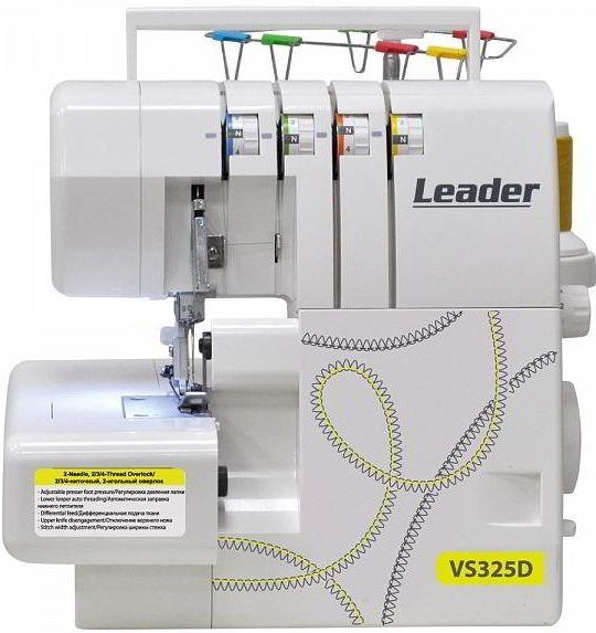 Оверлок LEADER VS325D, 100Вт, 10 оп., (4, 3, 2-х ниткові шви), білий