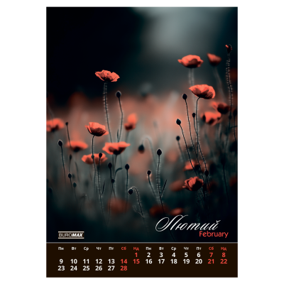 Календар настінний 2026 р., А3, 1 пружина, Wild flowers