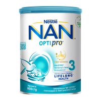 Суміш молочна NAN Optipro 3 суха для дітей від 12-ти місяців 800г. Енергетична цінність продукту: 2022кДж/100г, 483ккал/100г. Поживна (харчова) цінність продукту: білки - 7.3г/100г, жири - 21.5г/100г,