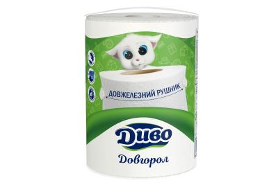 Рушник целюлозний "ДИВО ДОВГОРОЛ", по 1 рул., на гільзі, 2-х шар., білий