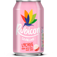 Напій безалкогольний Rubicon Sparkling Lychee сильногазований 330мл. Склад: вода, сік лічі (5%), цукор, кислота: яблучна кислота, ароматизатори, стабілізатори (геланова камедь, пектин), підсолоджувач: