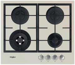 Варильна поверхня Whirlpool газова, 60см, чавун, конфорка з подвійним рядом полум'я, бежевий