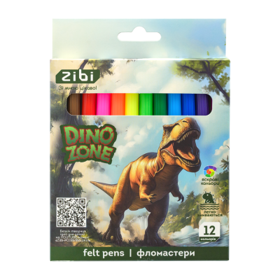 Фломастери, 12 к., DINO, KIDS Line