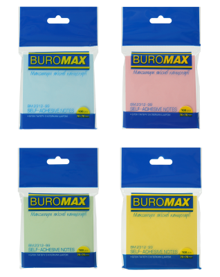 Стікери набір, 12 шт. 76ммх76мм, JOBMAX, пастель