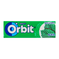 Гумка жувальна Orbit М'ята без цукру з підсолоджувачами 14г. Склад: підсолоджувачі (E420, E967, аспартам E951, E950, E955), гумова основа, регулятор вологості (харчовий гліцерин), загущувач (E414), ар