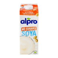 Напій соєвий Alpro без цукру 1л. Склад: основа соєва (98.8%) (вода питна, очищені соєві боби (8.7%)), регулятори кислотності: фосфати калію, карбонат кальцію, ароматизатори, сіль морська, стабілізатор