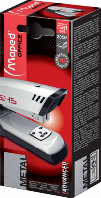 Степлер настільний ADVANCED METAL, металевий, 25л., (скоби №24/6; 26/6), білий металік