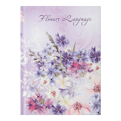 Нотатник FLOWERS LANGUAGE, А6, 64 арк., клітинка, тверда обкладинка, мат. ламінація+лак, розова