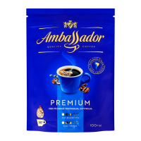 Кава Ambassador Premium натуральна розчинна сублімована 100г. Склад: кава розчинна сублімована, натуральна. Країна походження сировини: Бразилія. Рекомендовані способи застосування/вживання: покласти