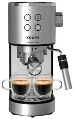 Кавоварка Krups ріжкова Virtuoso+ Tamping System 1л, мелена, ручний капучинатор, 15 бар, сірий