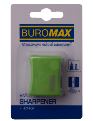 Чинка ALFA, RUBBER TOUCH, 2 відп., контейнер, пласт. корпус, 1шт., блістер