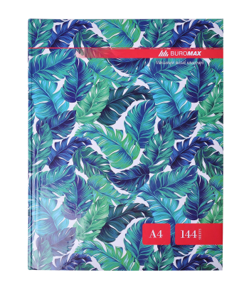 Книга канцелярська FLORISTICA, А4, 144 арк., клітинка, офсет, тверда ламінована обкладинка, бірюзова