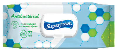 Серветки вологі "Superfresh" Антибактеріальні з клапаном, 72 шт