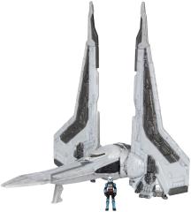 Ігрова колекційна фігурка Star Wars Medium Vehicle Транспорт та фігурка Kom'rk-Class Mandalorian Starfighter 12.5см
