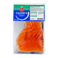 Сьомга Fine Life нарізка слабосолена 120г. Склад: риба - сьомга (Salmo salar, вирощена в умовах аквакультури в Норвегії), сіль кухонна. Енергетична цінність продукту: 1125.5кДж/100г, 269ккал/100г. Пож
