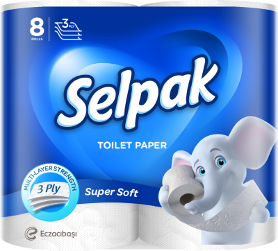 Папір туал. целюлоз., по 8 рул., 3-х шар., білий  SELPAK