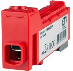 Блок розподільчий ETI, EDBC-1x25-13x2,5/R (63A, 1000V AC/1500V DC, IN: 1x25, OUT: 13x2,5; червоний)