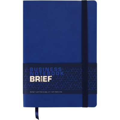 Блокнот діловий BRIEF А5, 96л., лінія, обкладинка штучна шкіра, синій