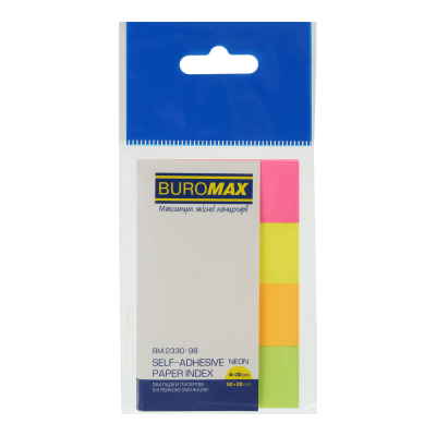 Закладки паперові NEON, 50x20 мм, 4 кільк. по 30 арк.