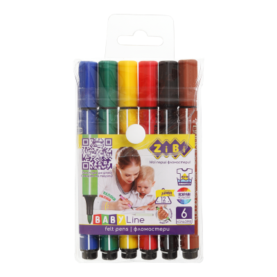 Фломастери JUMBO, 6 кольорів, BABY Line