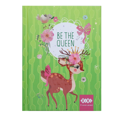 Блокнот BE THE QUEEN, А-6, 64л., кл., тв. обкл., мат. лам.+лак, гліт, салатовий