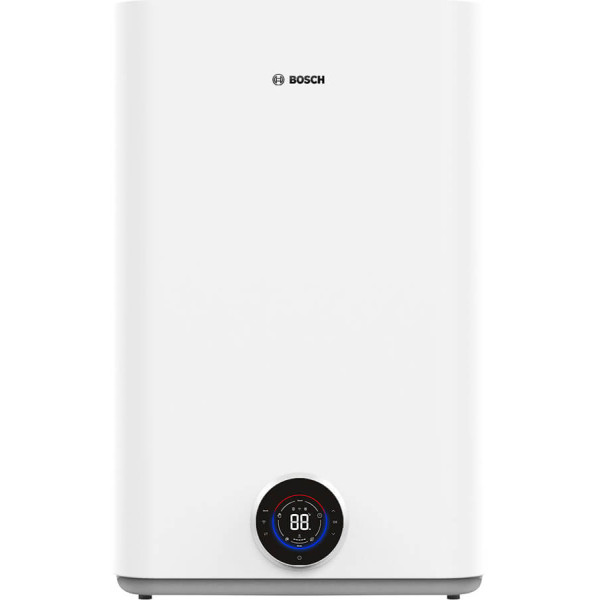 Водонагрівач електр. BOSCH плаский слім Tronic 5500iT, 100л, 1.5кВт, ун. монтаж, електр. кер-ння, Wi-Fi, B, білий
