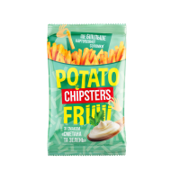 Chipster`s Соломка Сметана та зелень картопляна солона 70г. Може містити сліди арахісу. 2049, Термін придатності - 270 діб. Виробник: ТОВ «КЛУБ ЧІПСІВ». Адреса потужностей виробництва: D: вул. Південн