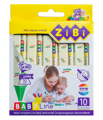 Олівці воскові JUMBO, 10 кольорів, тригранні, BABY Line