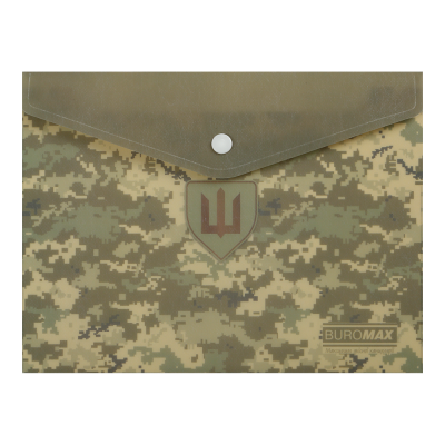 Папка-конверт на кнопці ,MILITARY A5, непрозорий матовий, пластик, зелений