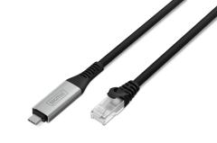 Кабель DIGITUS Ethernet USB-C - RJ45 CAT 6A S/FTP, 1 Gbit/s, 10m, LSZH