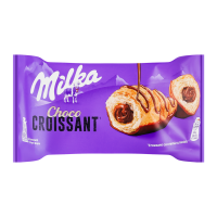 Круасан Milka з начинкою з молочним шоколадом знизу глазурований та згори декорований молочним шоколадом 50г. Склад: цукор, борошно пшеничне, олія пальмова, вода, молоко сухе знежирене, какао-масло, ж
