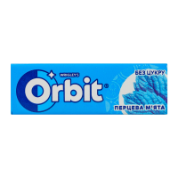 Гумка жувальна Orbit Перцева м'ята без цукру з підсолоджувачами 14г. Склад: підсолоджувачі (Е420, Е965, аспартам Е951, Е950), гумова основа, загущувач (Е414), ароматизатори, регулятор вологості (харчо