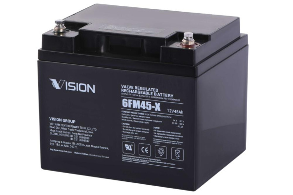 Акумуляторна батарея Vision FM, 12В, 45А•год, AGM