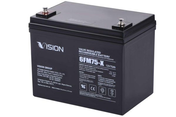 Акумуляторна батарея Vision FM, 12В, 75А•год, AGM
