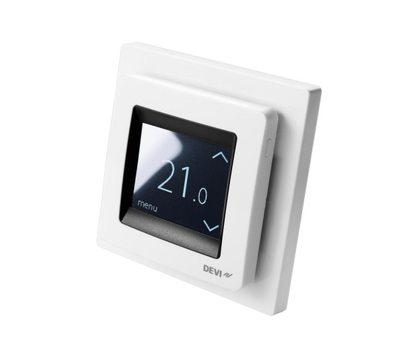 Терморегулятор Devi Devireg Touch 5...45 °C для теплої підлоги сенсорний вбудований дротовий датчик 16A 230В білий