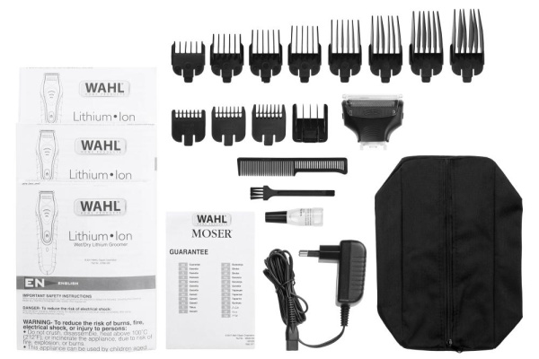Тример WAHL Aqua Groom, акум., роторний мотор, насадок-12, чохол, гребінець, сталь, чорний