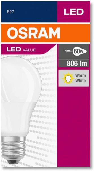 Лампа OSRAM LED E27 8.5Вт 2700К 806Лм A60