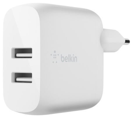 Зарядний пристрій мережевий Belkin 24Вт 2хUSB-A, білий
