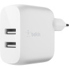 Зарядний пристрій мережевий Belkin 24Вт 2хUSB-A, кабель USB-A > Lightning, 1м, білий