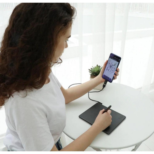 Графічний планшет Huion 6.3"x4" HS64, microUSB, чорний